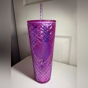 Purple Tumbler with Straw
